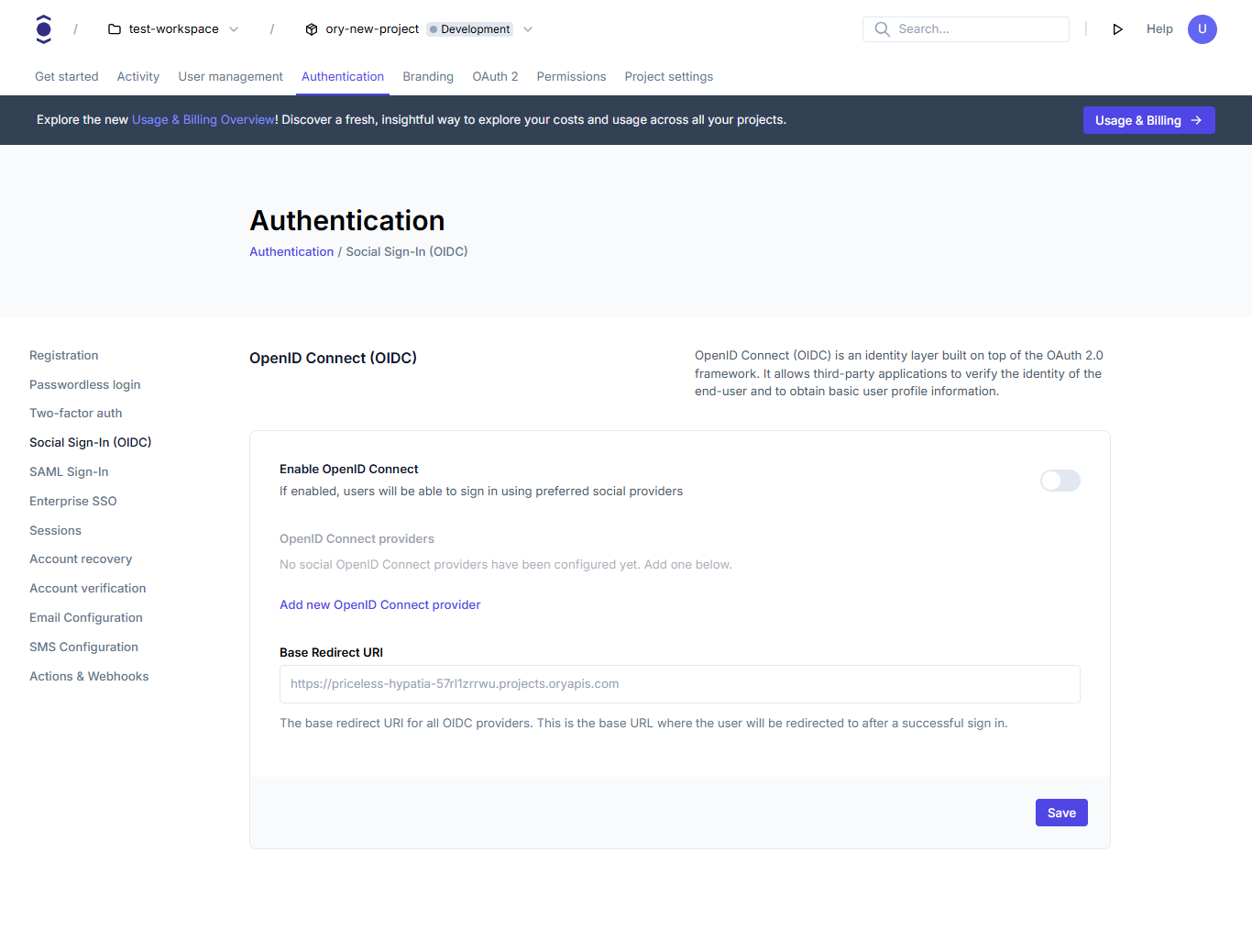 Enable OpenID Connect